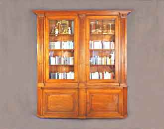 Auf dem Bild ist eine Louis-seize-Bibliothek zu sehen die auch als Sammlungsschrank genutzt werden kann. Sie ist ungefähr 240 Jahre alt.