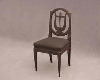 Biedermeier-Lyra-Stuhl ebonisiert und gepolstert
